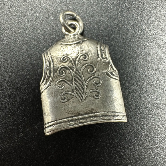 Vintage Sterling Silver Cowboy Cowgirl Vest Charm Southwest - Picture 3 of 4